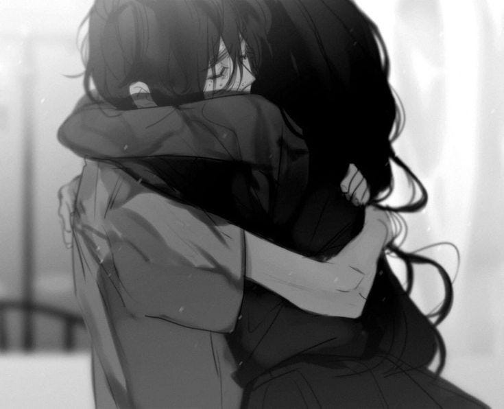 Sad Anime Couple Black And White