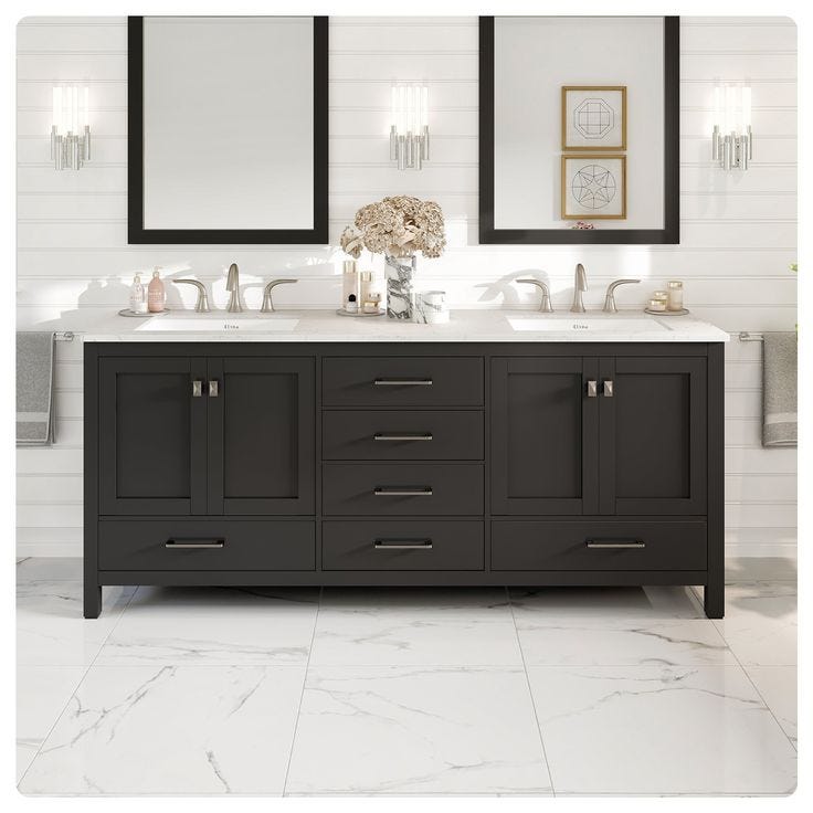 What is the essential difference between a bathroom vanity and a