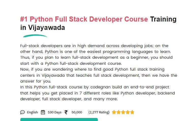 Python Full Stack Development Training Institute in Vijayawada ...