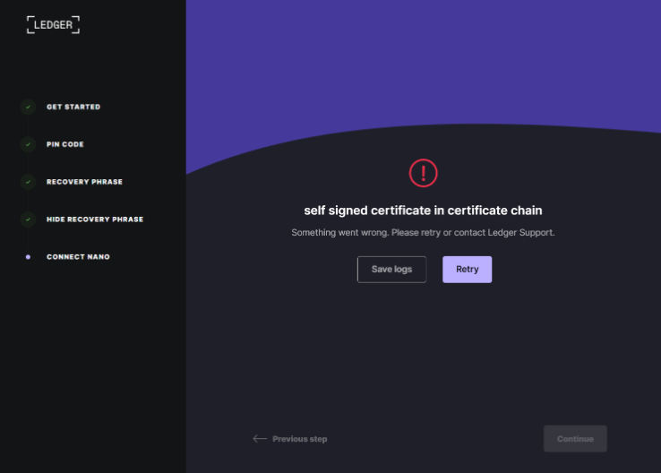 Solucionar el error “SELFSIGNED CERTIFICATE IN CERTIFICATE CHAIN” en Ledger Live Lawrence j