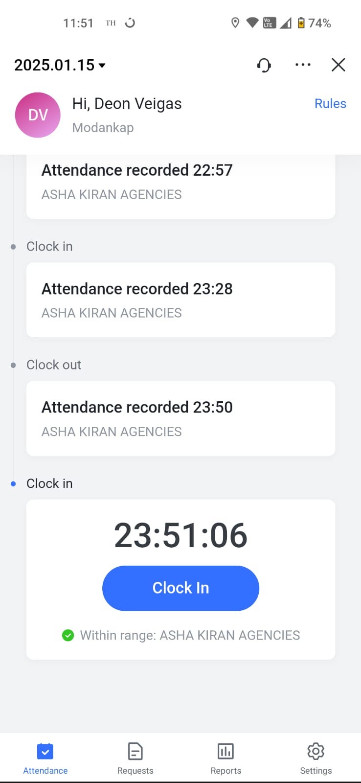 Lark Attendence Module