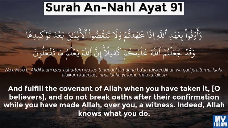 Fulfilling covenants. Fulfill your oaths | by Wayfaring Muslimah | May ...