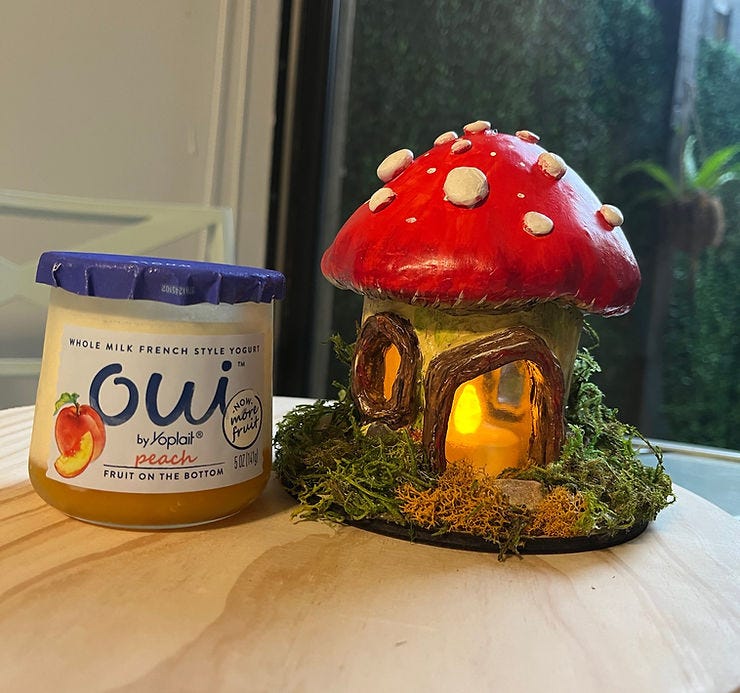 How to Recycle Oui Yogurt Jars — Create a Mushroom Fairy House! | by The  Majestic Loot | Medium