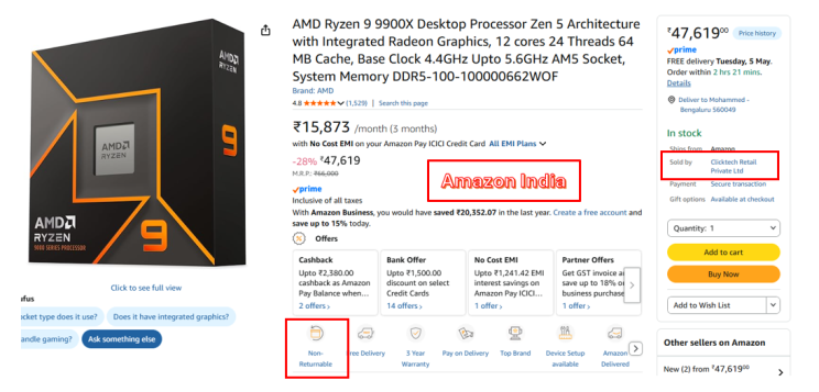 Amazon India return policy