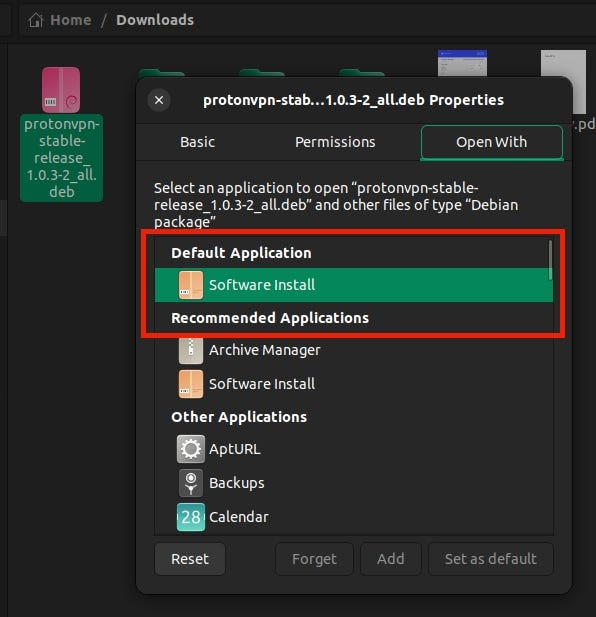 Change the default app open settings