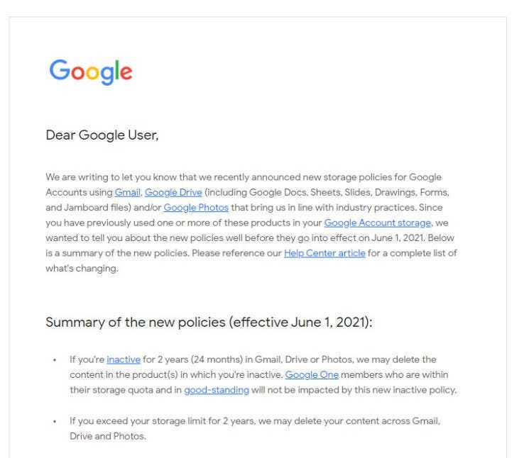 Google´s policy changes Google will remove your files on Drive, Photos