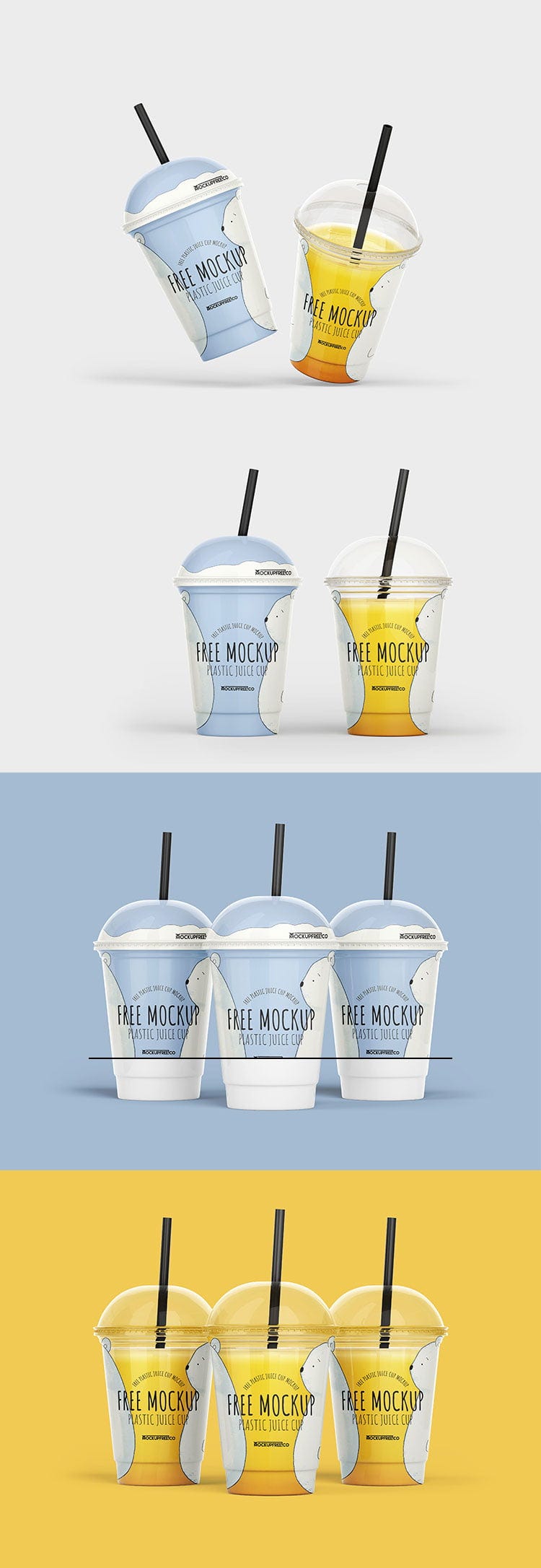 Premium PSD  Front view of clear plastic cup mock-up