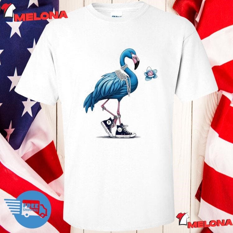 Kamala Harris Blue Flamingo Walking Madam President 2024 Lotus For