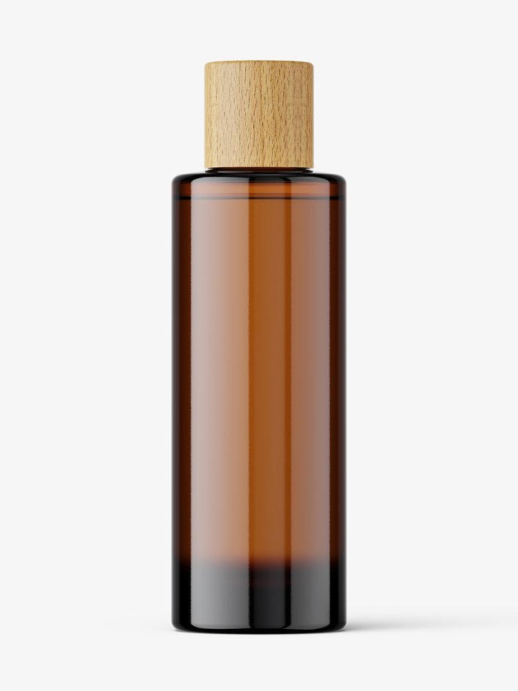 369+ Free Download Famous Dark Amber Glass Bottle With Wooden Cap