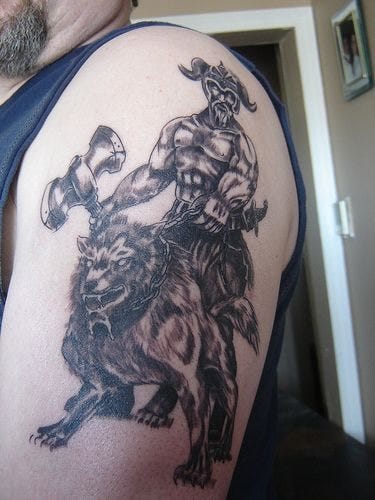 Realism Greek God And Spartan Tattoo Idea - BlackInk AI