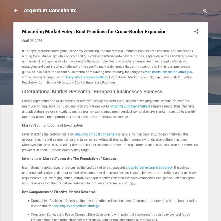 Mastering Market Entry : Best Practices for Cross-Border Expansion