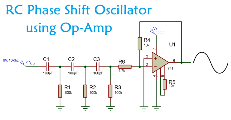 RC Phase Shift Oscillator Using an Op-Amp