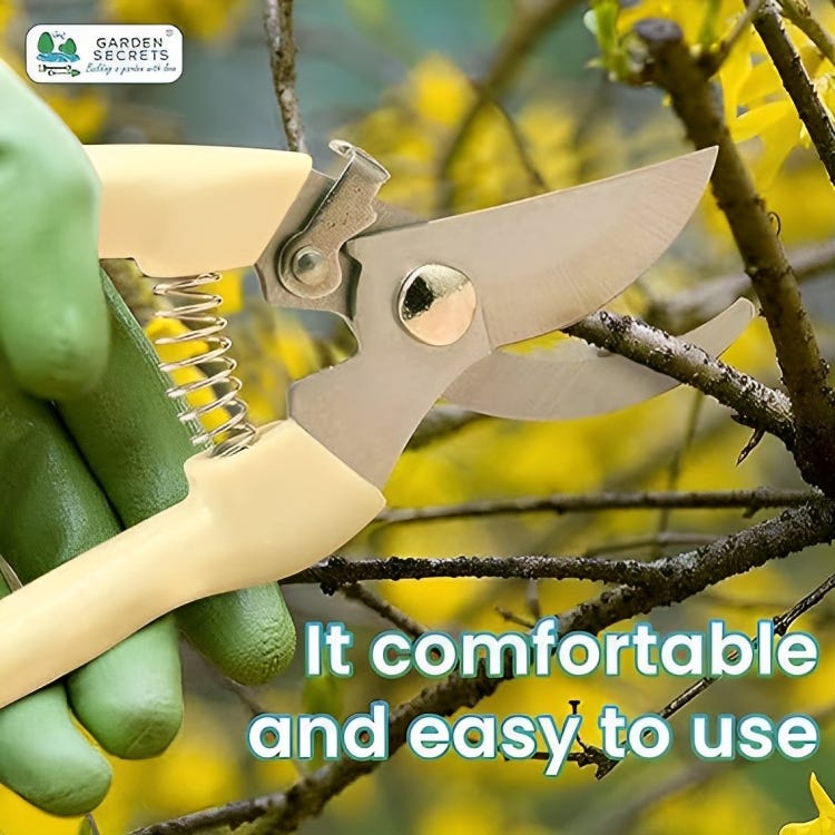 Garden Scissors & Bypass Pruner with AntiSlip Grip Handles — Sharp