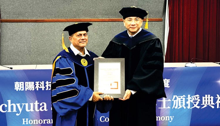 Dr. Achyuta Samanta Conferred 68th Honorary Doctorate by Chaoyang University of Technology, Taiwan