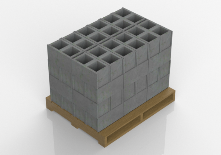 The distribution of the density of the concrete blocks on the pallet