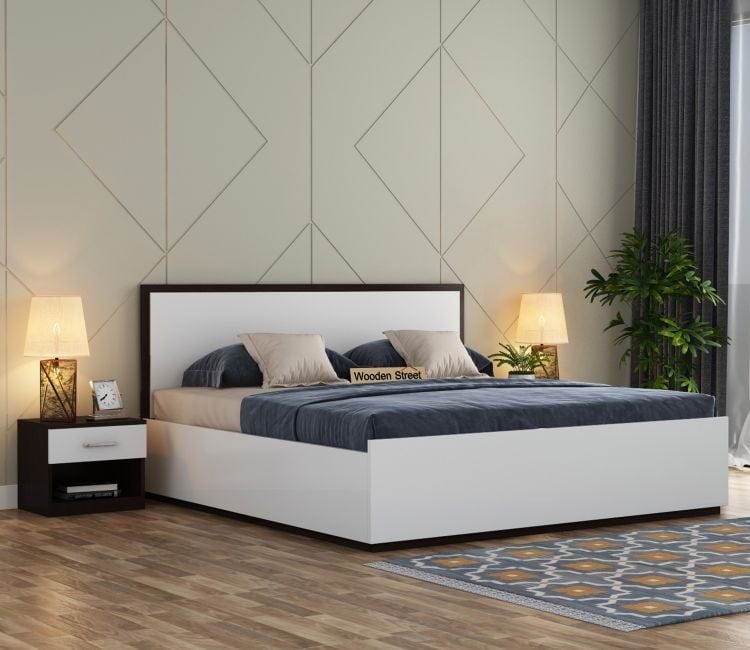 Simple white bed design deals