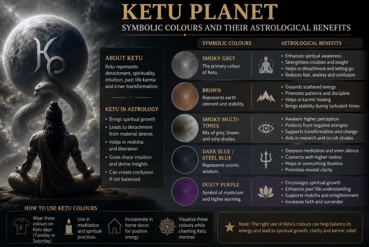 Ketu Planet Symbolic Colours and Their Astrological Benefits