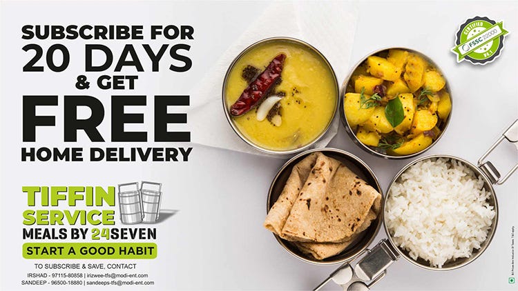 Free Tiffin Delivery Services By 24 Seven By Tiffin Center Medium