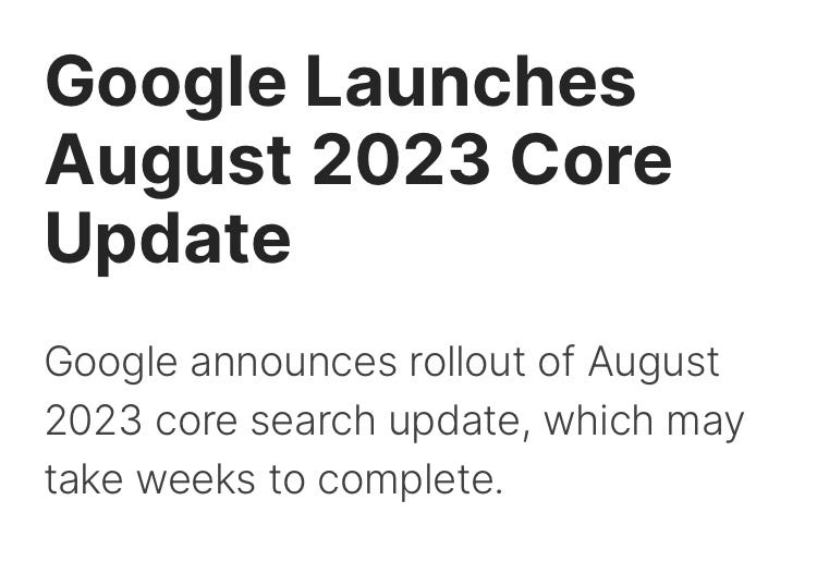 Google August 2023 Core Update. Google August 2023 Core Update? by