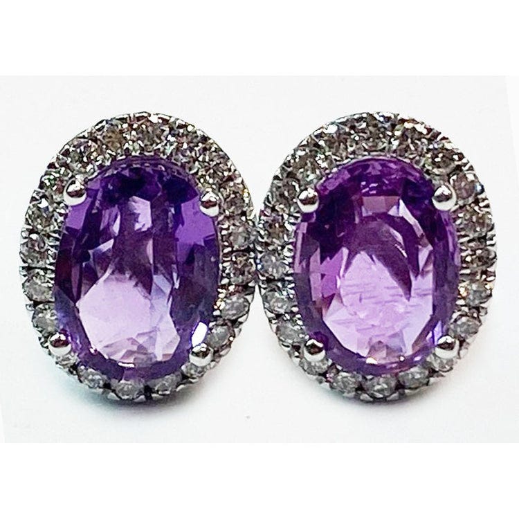 Purple Sapphire Halo Diamond Stud Earrings | by James | Apr, 2024 | Medium