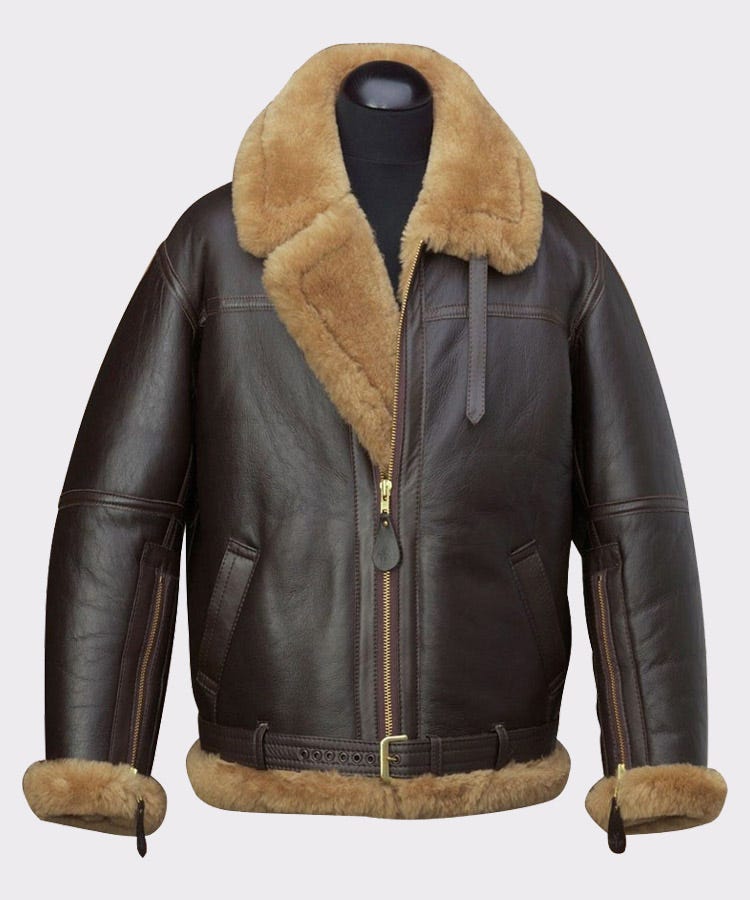 Mens B3 Aviator Black Fur Bomber Leather Jacket main image 1
