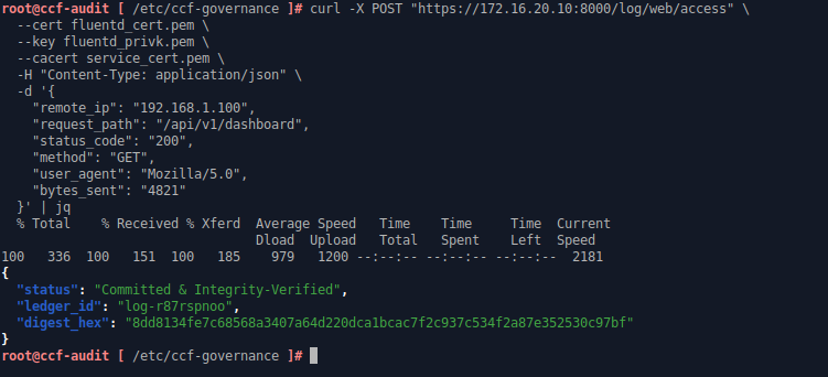 Send a test log to the application