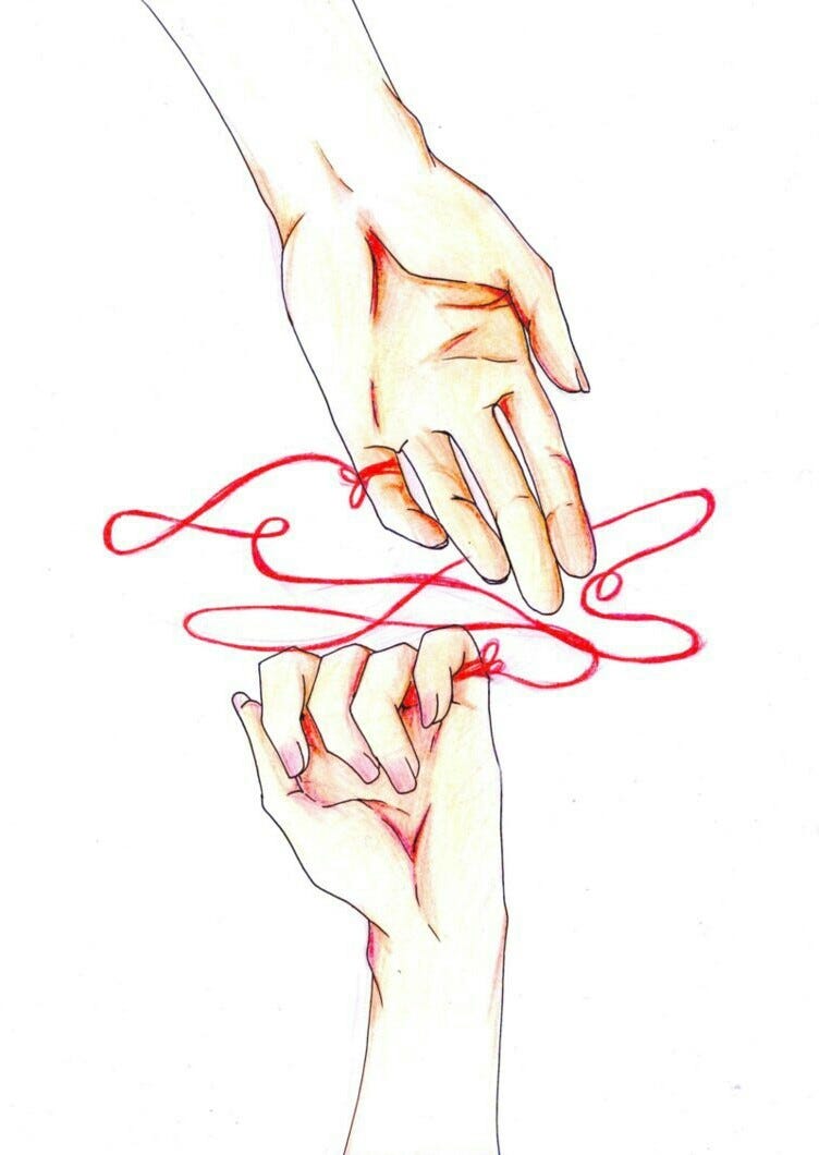 The red string of fate.. We all are always looking for the…, by Huza  Shamsi