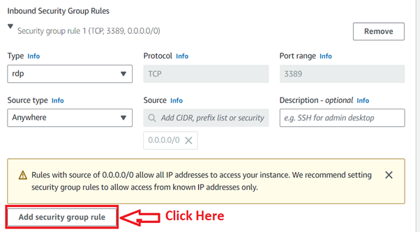 Add the Security Group Rule Here