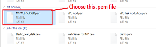 Select the MY-WEB-SERVER.pem