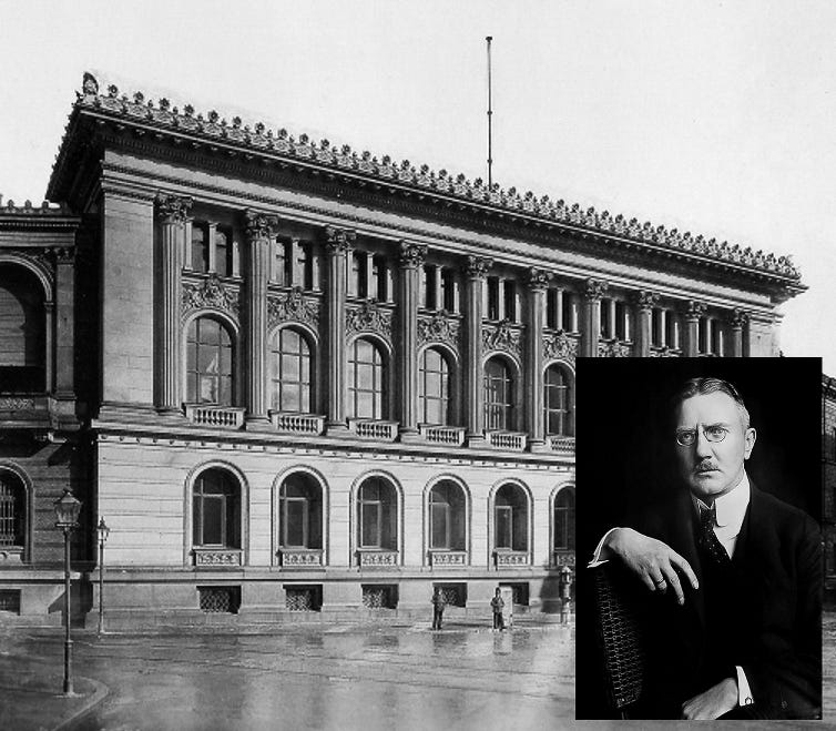 Hjalmar Schacht in his office in the Reichsbank. He was Minister