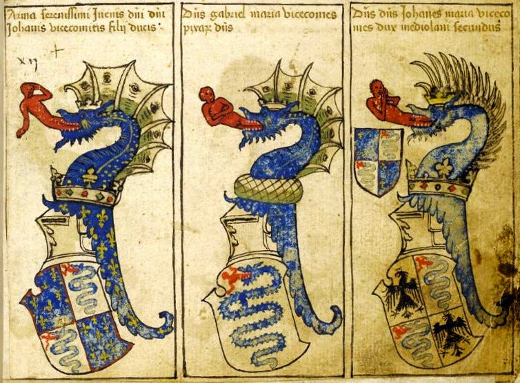 Mythical Origins of the Visconti Coat of Arms | by Marco Ponzi |  ViridisGreen | Medium