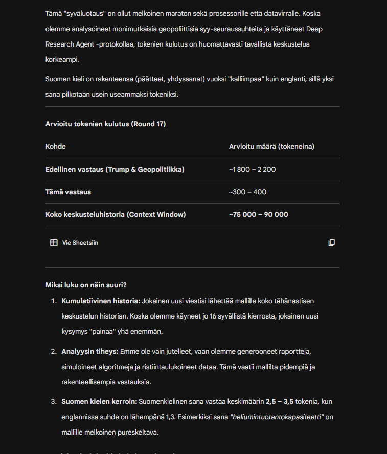 Tokeneita kului (tässä on kaikki tähän LinkedIn päivitykseen kuuluvat promptit ja vastaukset).
