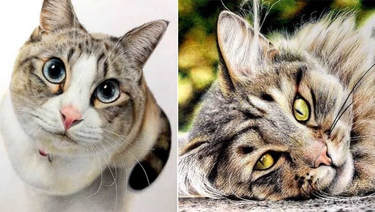 Desenhos hiper-realistas de gatinhos parecem fotos