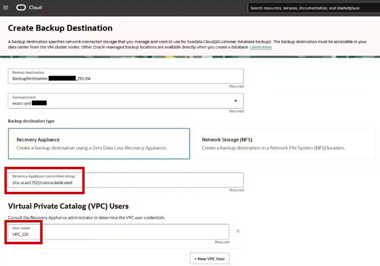 defne backup setting on ADB@CC