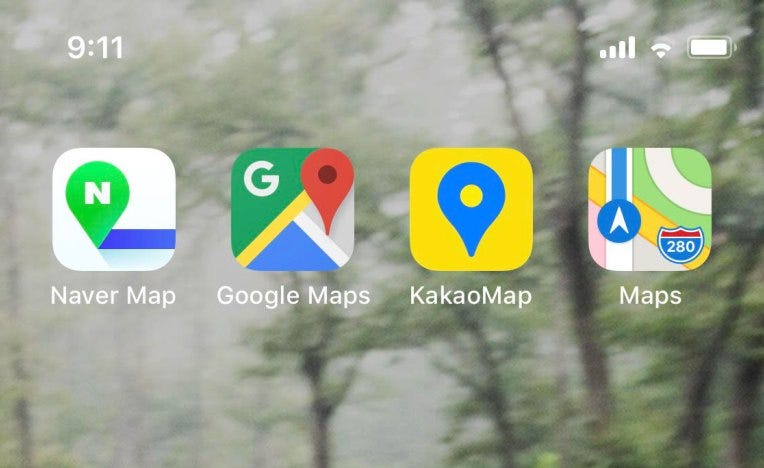 What map app does Korea use?