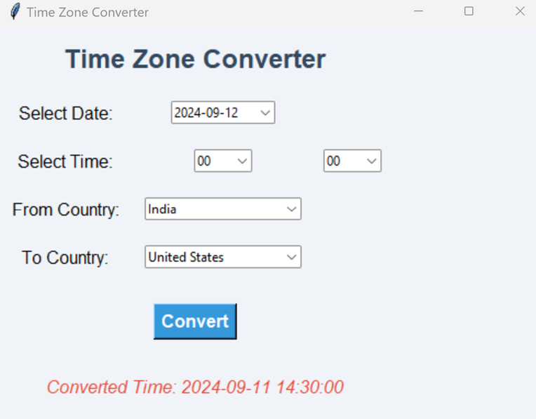 Timezone Conversion by Country Code in Python Using Tkinter, pytz and ...