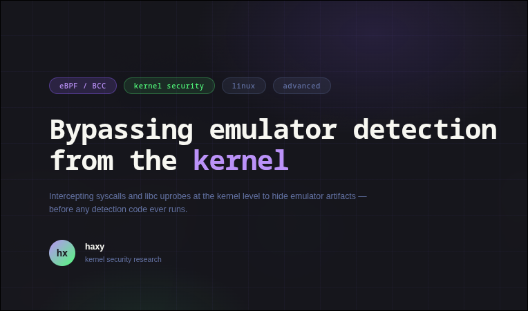 Bypassing Emulator Detection From Kernel Level