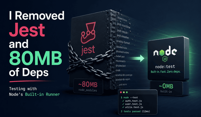 I Removed Jest and 80MB of Deps: Testing with Node’s Built-in Runner