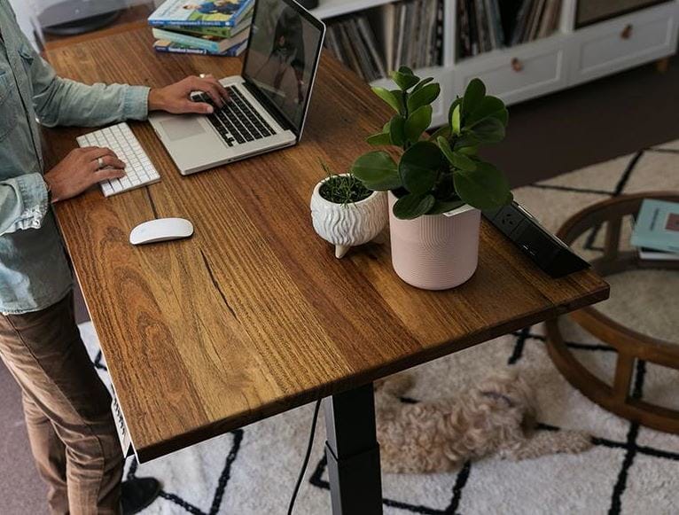 Updown desk sale with bamboo desktop