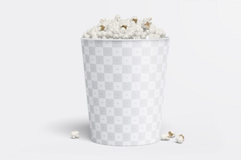 424+ Free Download Cool Large Matt Popcorn Bucket Mockup (High-Angle