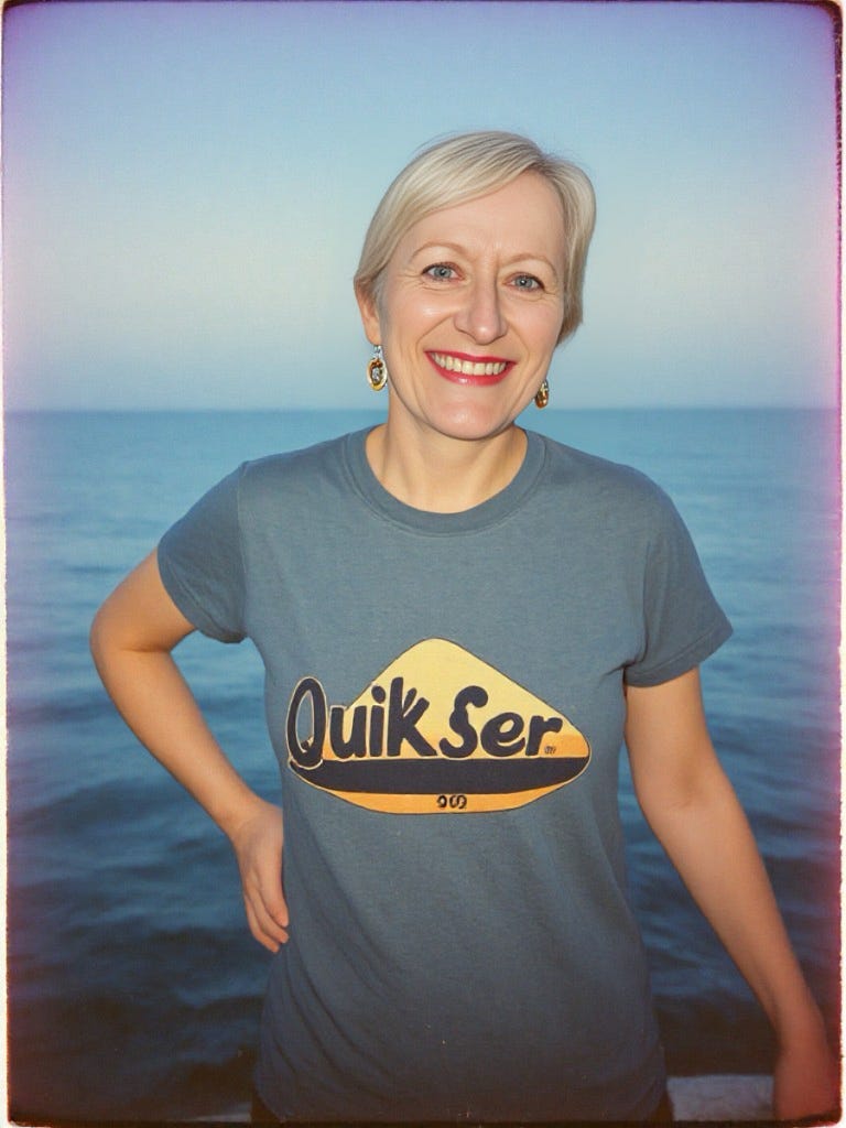 Author’s pic using some “questionable” (free) AI. The first pose I tried? I had six fingers on each hand… this one’s much better. 🛟🙄😬