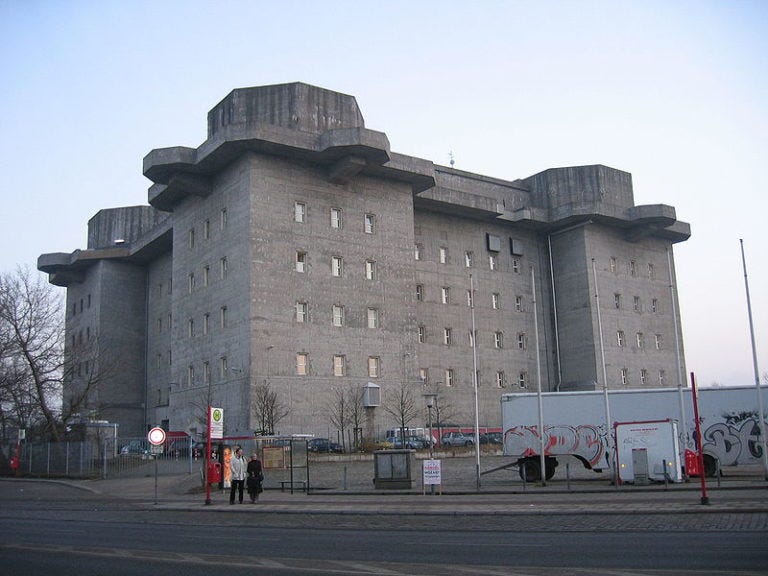 A flak tower in modern Hamburg