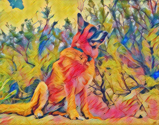 german shepherd with composition 7 style using johnson model