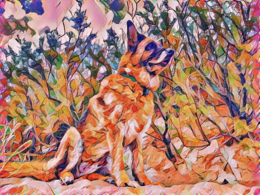 german shepherd with kandinsky composition 7 style