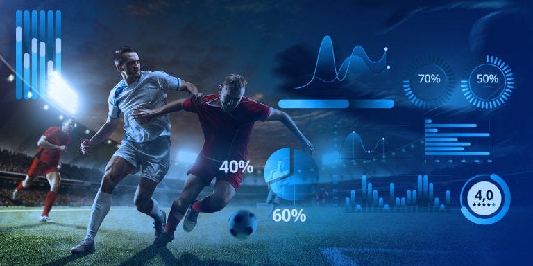 Fiery soccer ball and bet concept with analysis and statistics