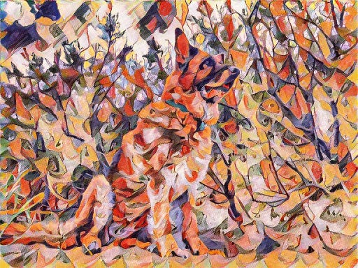 german shepherd with kandinsky composition 7 style
