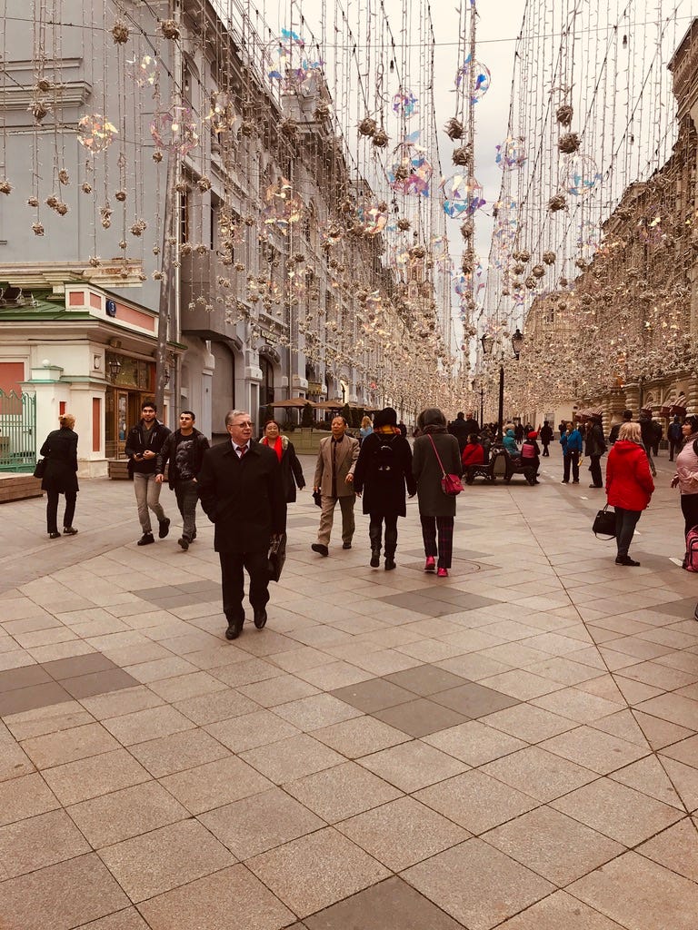 One corner of ГУМ — it occupied an enire block. A side street off Red Square