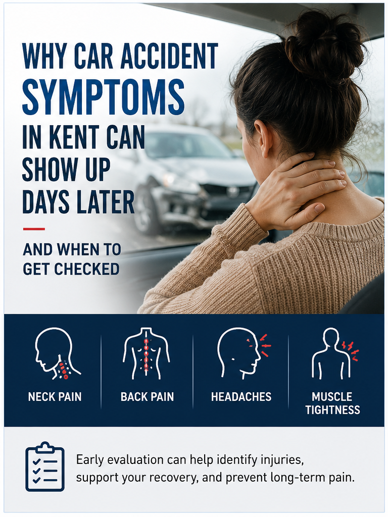 Why Car Accident Symptoms in Kent Can Show Up Days Later and When to Get Checked