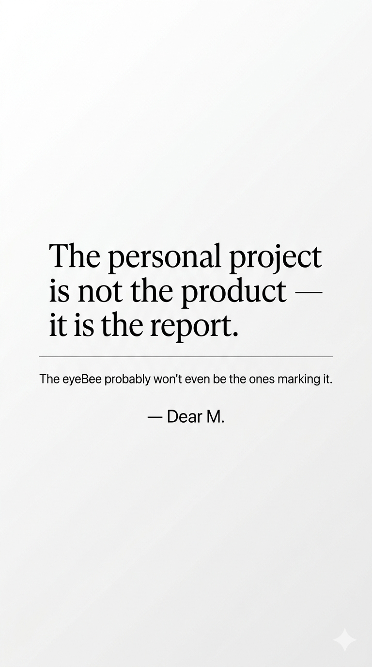 Dear Personal Project student #779— what your supervisor is probably not able to tell you
